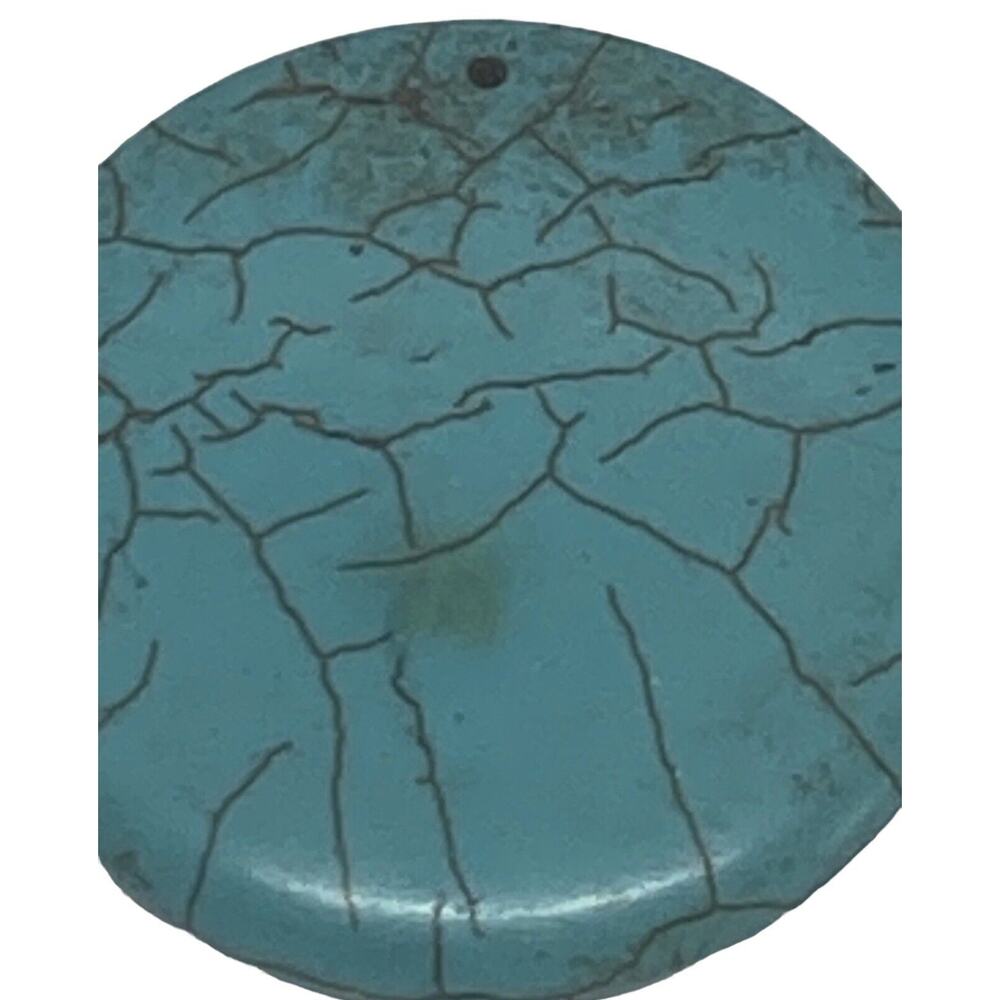 Simulated Turquoise Pendant Round Stone Disc 1 5/8” Pendant Fashion Collectible - Picture 6 of 9